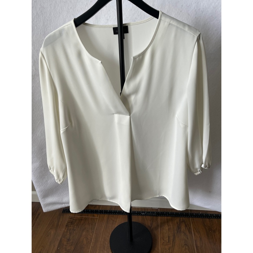 J.Jill Wearever Collection Ivory White Split Neck 3/4 Sleeve Blouse XL Petite